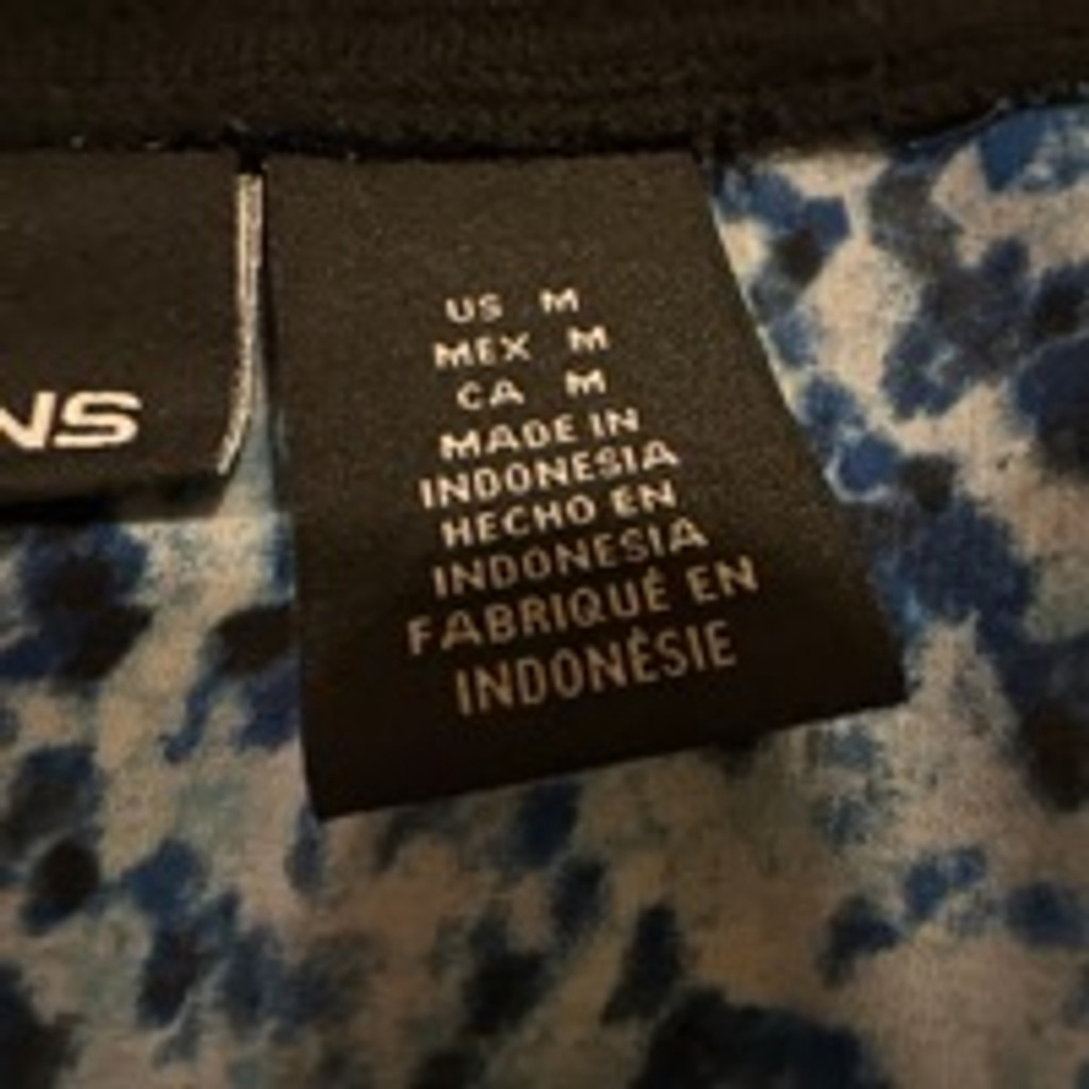 Women's DKNY Jeans Top Size M Blue and Black Long Sleeve - Picture 3 of 7
